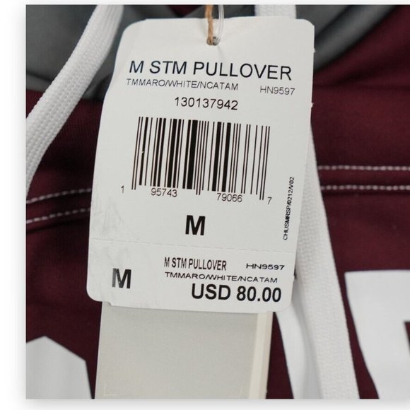 Adidas Texas A&M Aggies Hoodie Mens Medium Maroon Grey Stadium Performance - Picture 8 of 9